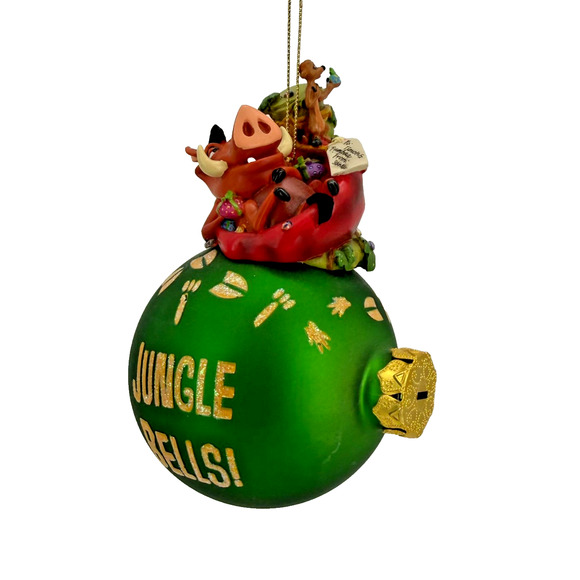 Disney Lion King Timon & Pumbaa “Jungle Bells” Green Christmas Ornament 2000 - Picture 2 of 11